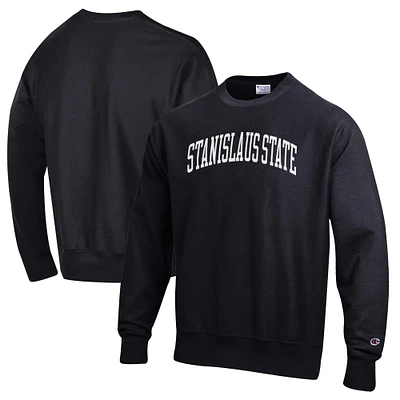 Men's Champion Black Cal State Stanislaus Warriors Reverse Weave Fleece Crewneck Sweatshirt