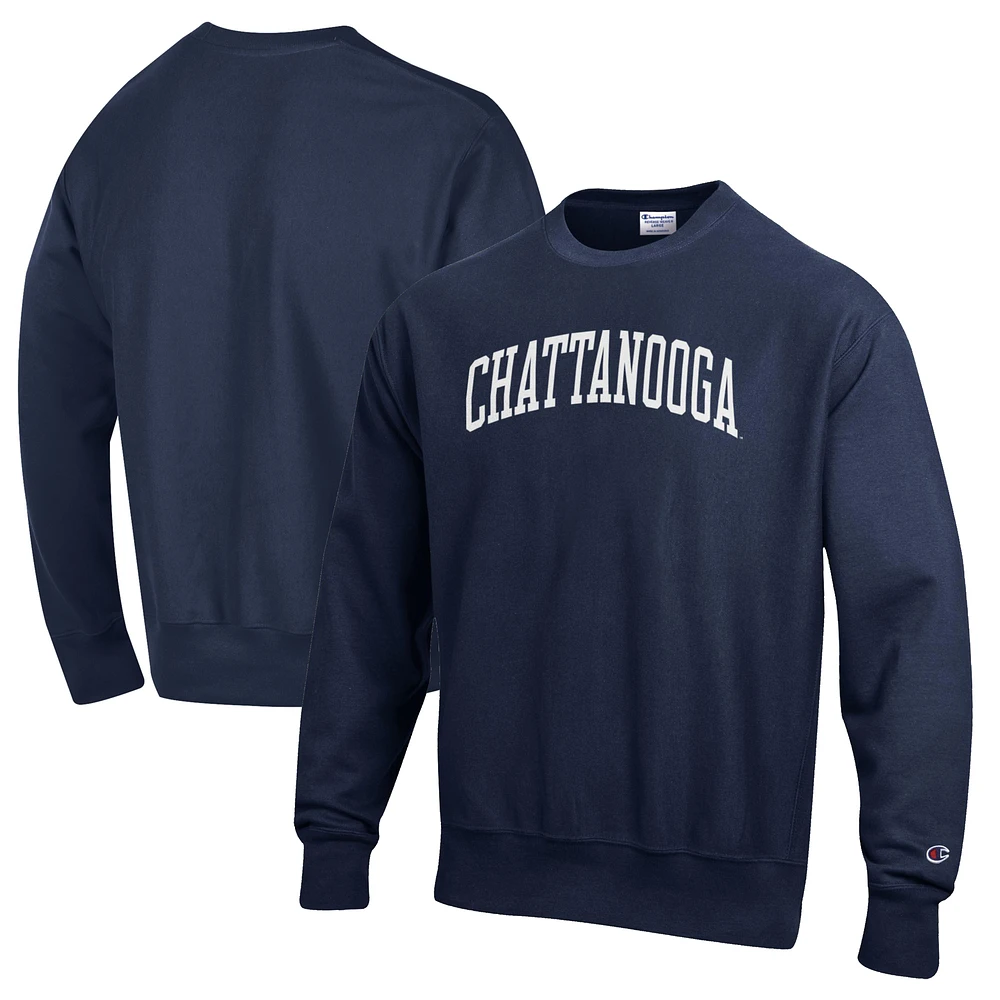 Men's Champion Navy Tennessee Chattanooga Mocs Reverse Weave Fleece Crewneck Sweatshirt