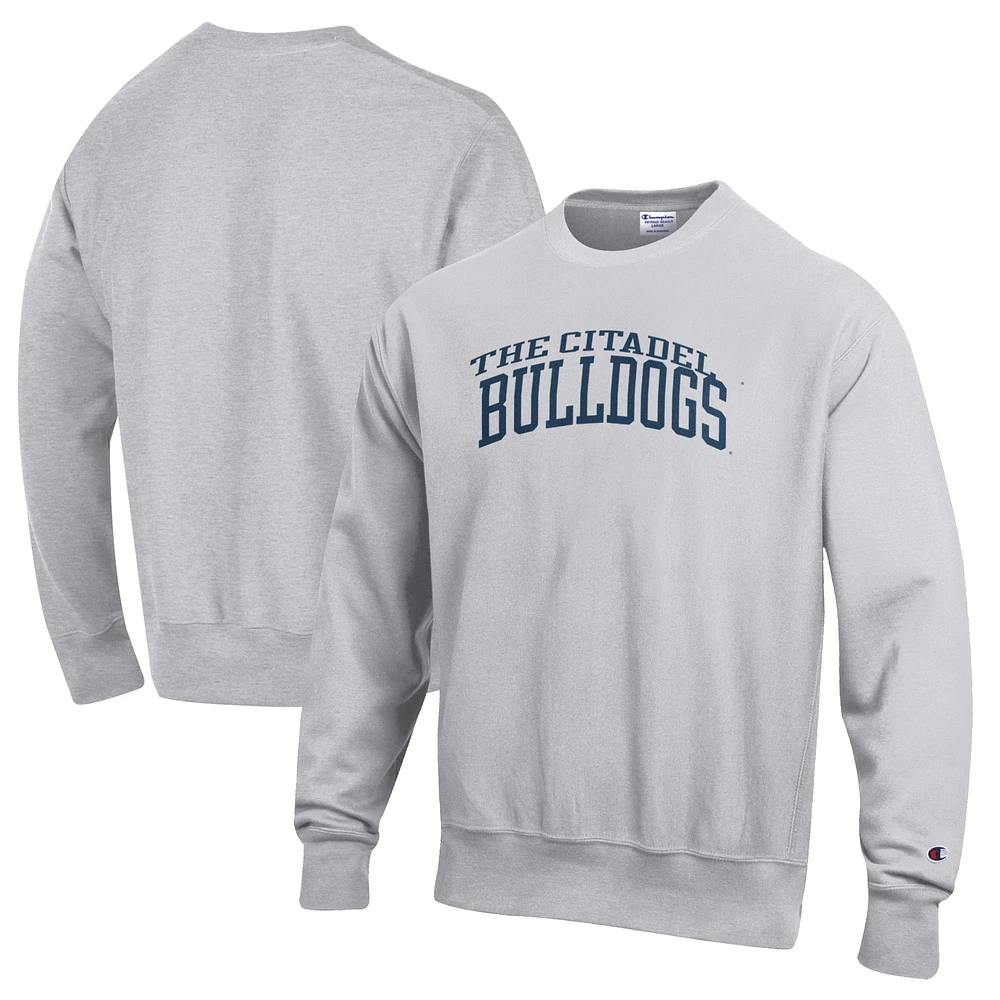 Men's Champion Heathered Gray Citadel Bulldogs Reverse Weave Fleece Crewneck Sweatshirt