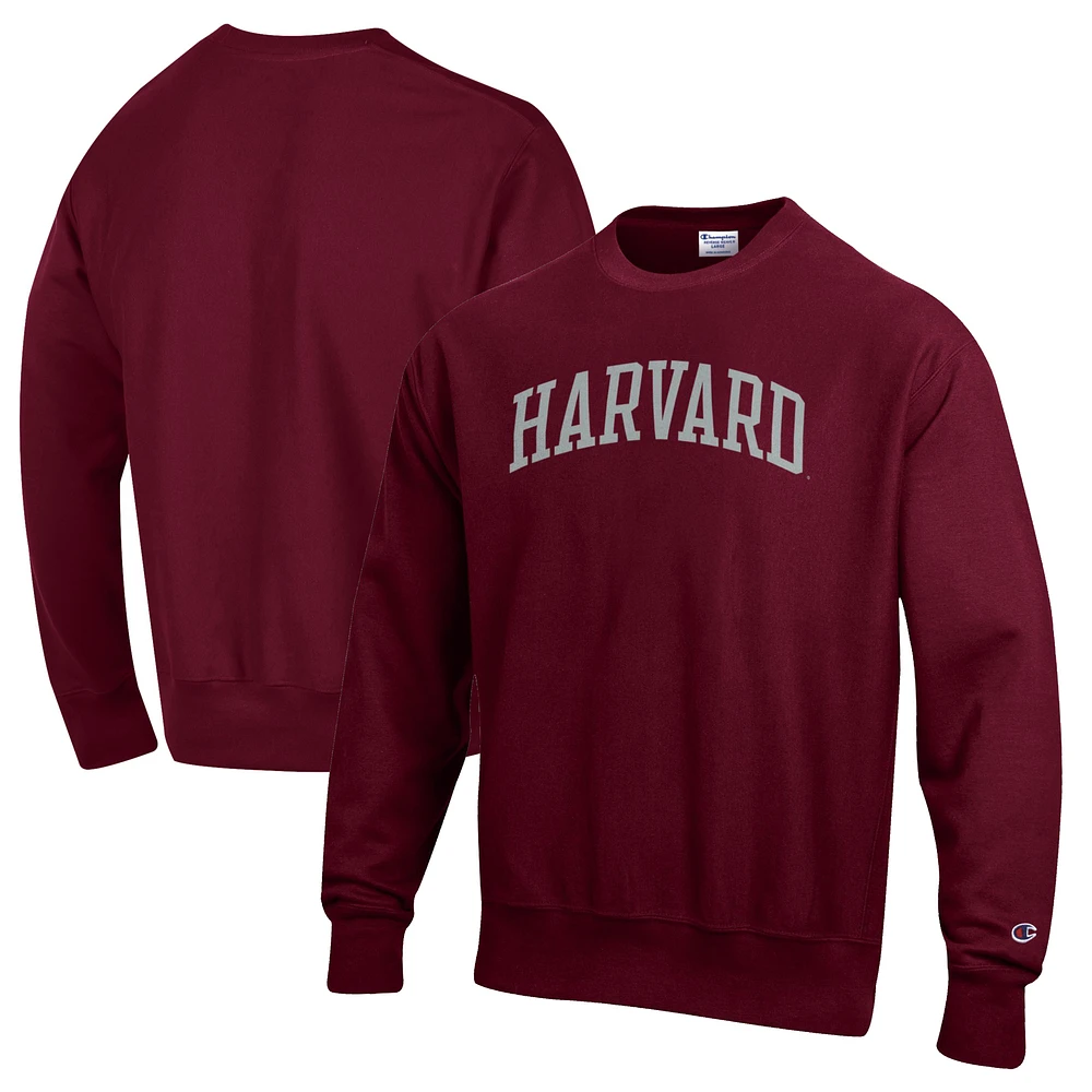Men's Champion Crimson Harvard Reverse Weave Fleece Crewneck Sweatshirt