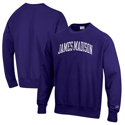 Men's Champion Purple James Madison Dukes Reverse Weave Fleece Crewneck Sweatshirt