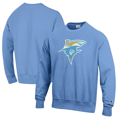 Men's Champion Light Blue LIU Sharks Reverse Weave Fleece Crewneck Sweatshirt
