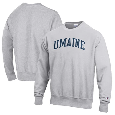 Men's Champion Heathered Gray Maine Black Bears Reverse Weave Fleece Crewneck Sweatshirt