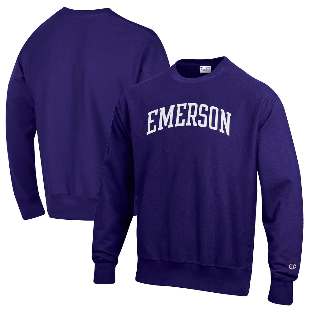 Men's Champion Purple Emerson College Lions Reverse Weave Fleece Crewneck Sweatshirt