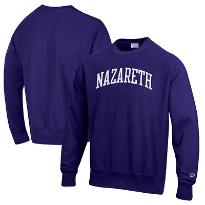 Men's Champion Purple Nazareth College Golden Flyers Reverse Weave Fleece Crewneck Sweatshirt