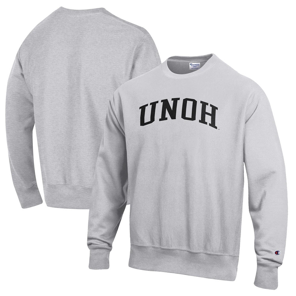 Men's Champion Heathered Gray Northwestern Ohio Racers Reverse Weave Fleece Crewneck Sweatshirt