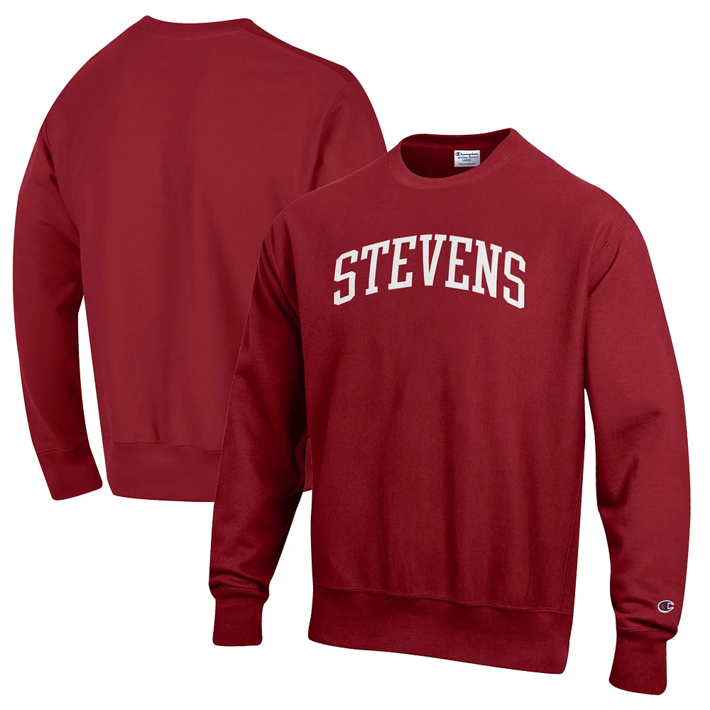 Men's Champion Red Stevens Institute of Technology Ducks Reverse Weave Fleece Crewneck Sweatshirt