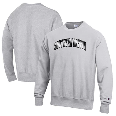 Men's Champion Heathered Gray Southern Oregon Raiders Reverse Weave Fleece Crewneck Sweatshirt