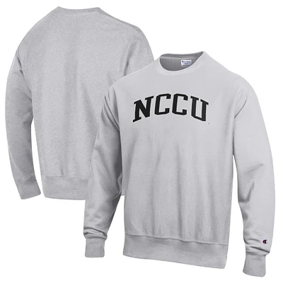 Men's Champion Heathered Gray North Carolina Central Eagles Reverse Weave Fleece Crewneck Sweatshirt
