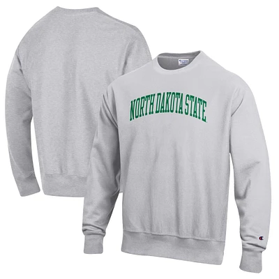Men's Champion Heathered Gray NDSU Bison Reverse Weave Fleece Crewneck Sweatshirt