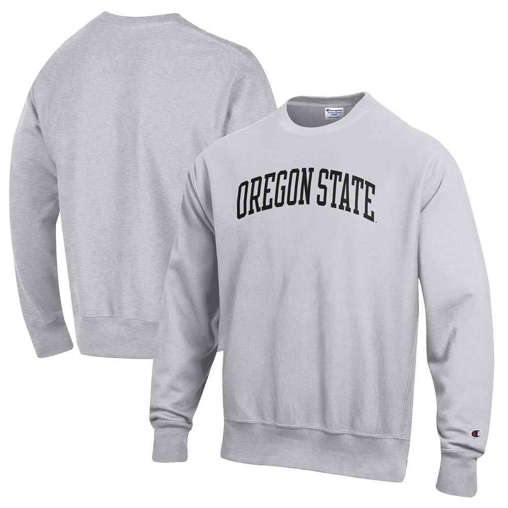 Men's Champion Heathered Gray Oregon State Beavers Reverse Weave Fleece Crewneck Sweatshirt