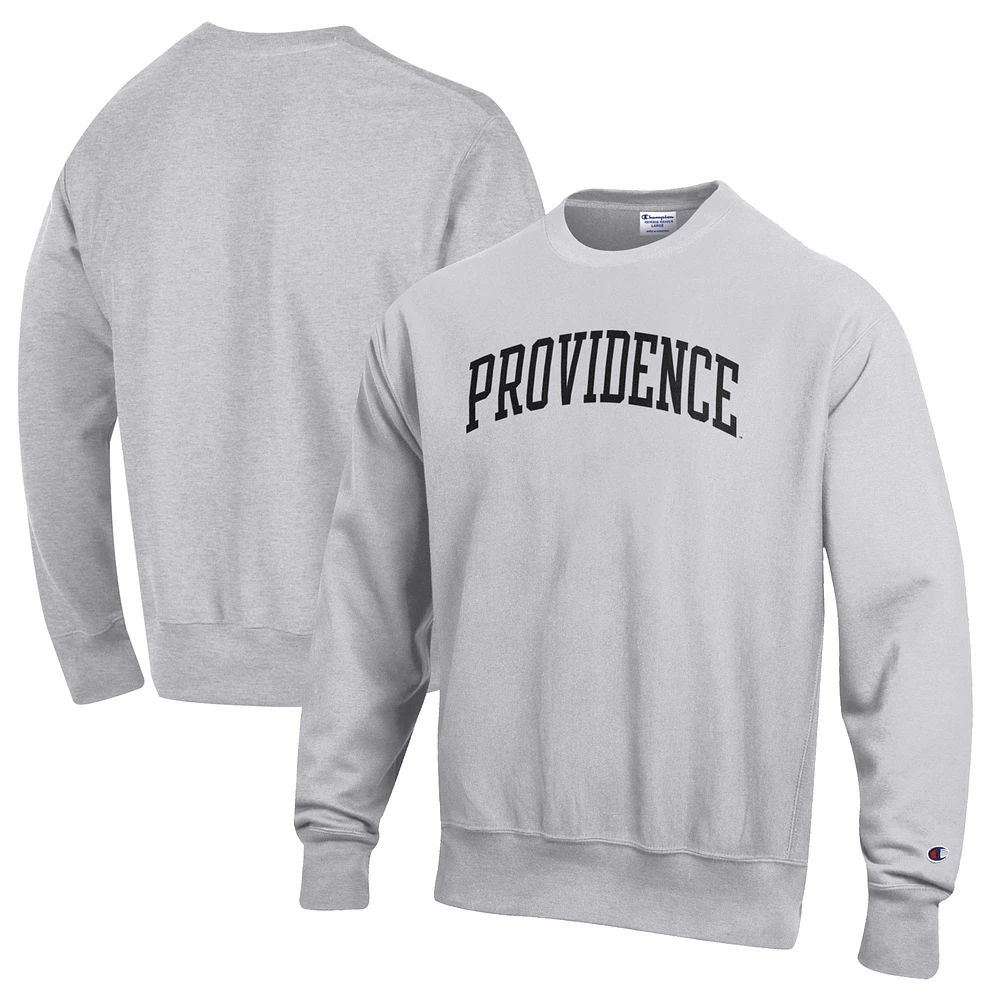 Men's Champion Heathered Gray Providence Friars Reverse Weave Fleece Crewneck Sweatshirt