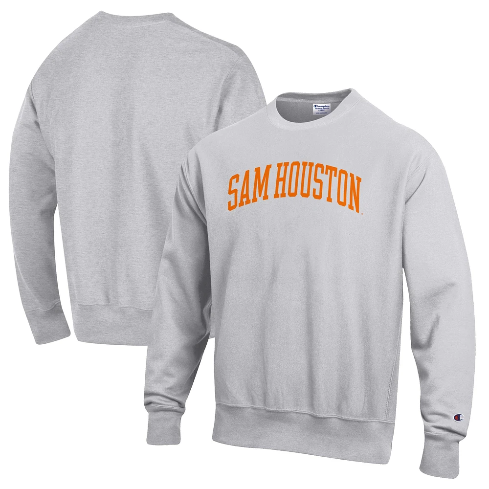 Men's Champion Heathered Gray Sam Houston State Bearkats Reverse Weave Fleece Crewneck Sweatshirt