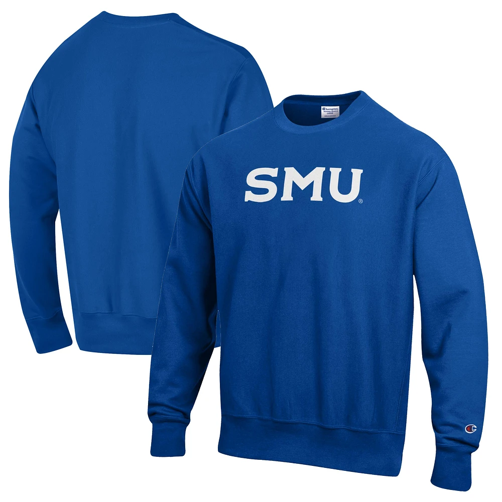 Men's Champion Royal SMU Mustangs Reverse Weave Fleece Crewneck Sweatshirt