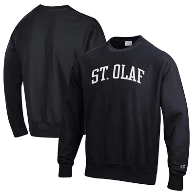 Men's Champion Black St. Olaf Oles Reverse Weave Fleece Crewneck Sweatshirt