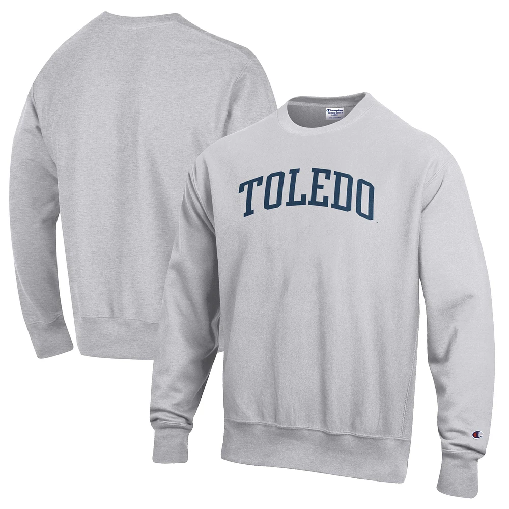 Men's Champion Heathered Gray Toledo Rockets Reverse Weave Fleece Crewneck Sweatshirt