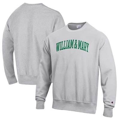 Men's Champion Heathered Gray William & Mary Tribe Reverse Weave Fleece Crewneck Sweatshirt