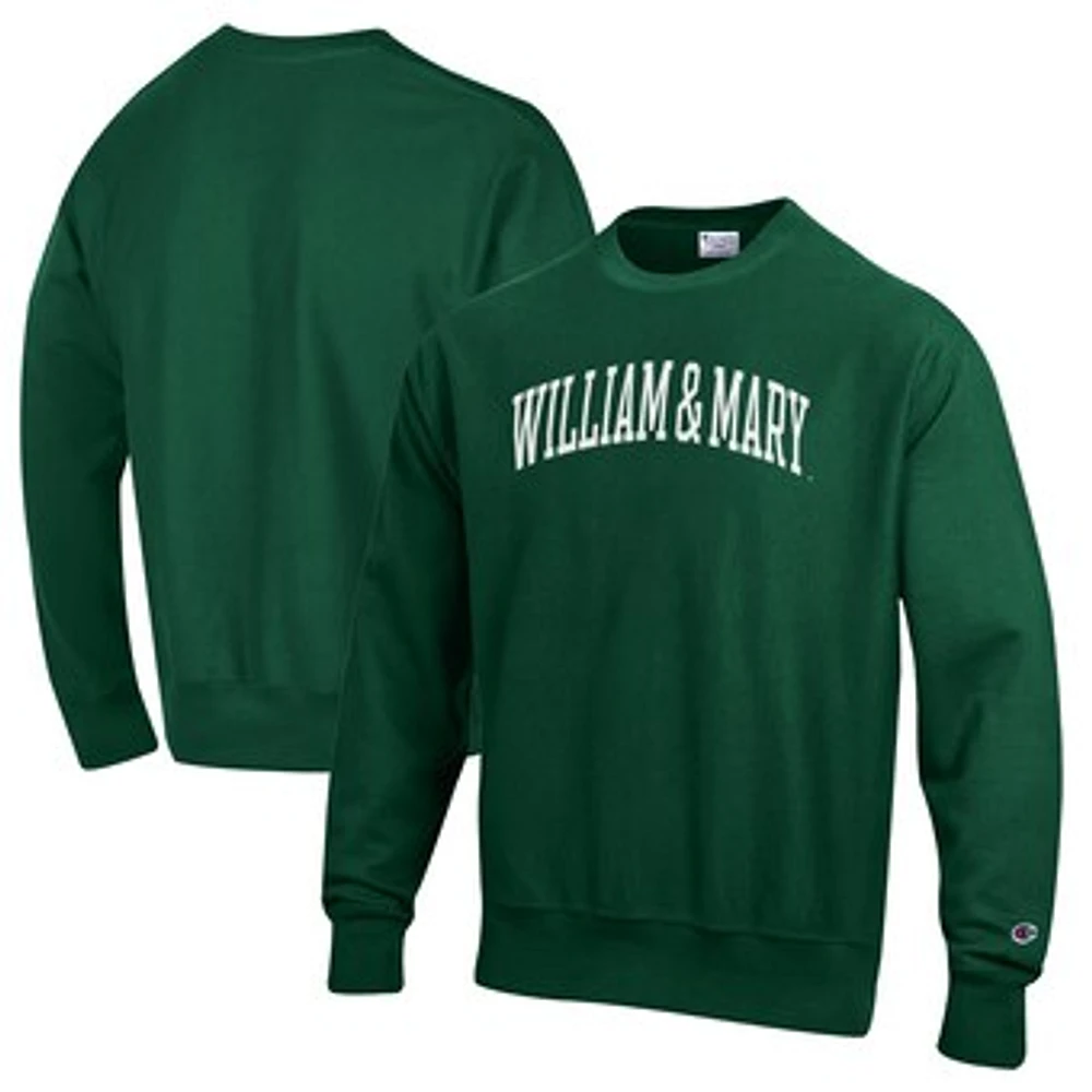 Men's Champion Green William & Mary Tribe Reverse Weave Fleece Crewneck Sweatshirt