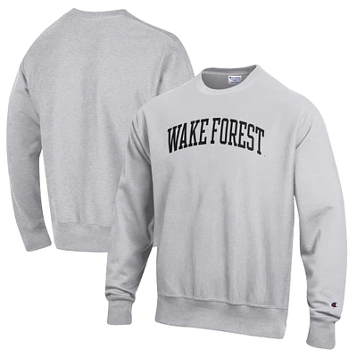 Men's Champion Heathered Gray Wake Forest Demon Deacons Reverse Weave Fleece Crewneck Sweatshirt