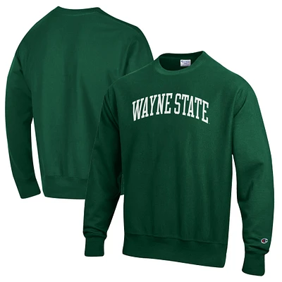 Men's Champion Green Wayne State Warriors Reverse Weave Fleece Crewneck Sweatshirt