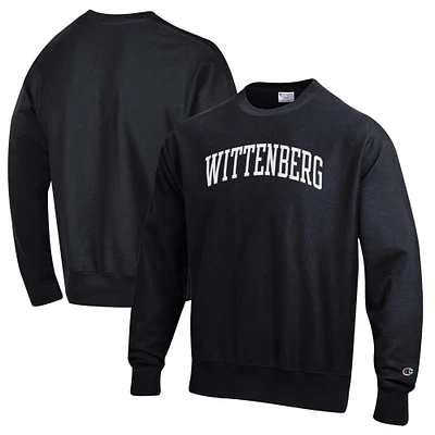 Men's Champion Black Wittenberg University Tigers Reverse Weave Fleece Crewneck Sweatshirt