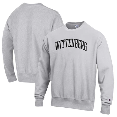 Men's Champion Heathered Gray Wittenberg University Tigers Reverse Weave Fleece Crewneck Sweatshirt