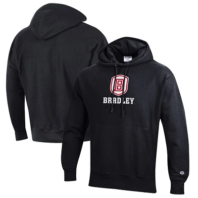 Men's Champion Black Bradley Braves Reverse Weave Fleece Pullover Hoodie