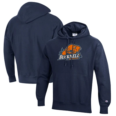 Men's Champion Navy Bucknell Bison Reverse Weave Fleece Pullover Hoodie