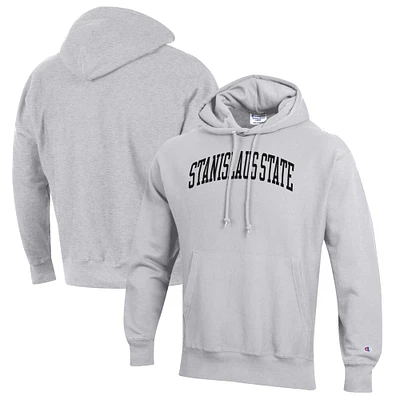 Men's Champion Heathered Gray Cal State Stanislaus Warriors Reverse Weave Fleece Pullover Hoodie