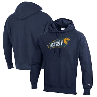 Men's Champion Navy College of New Jersey Lions Reverse Weave Fleece Pullover Hoodie