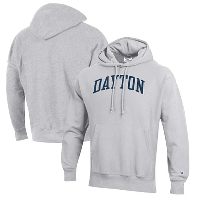 Men's Champion Heathered Gray Dayton Flyers Reverse Weave Fleece Pullover Hoodie