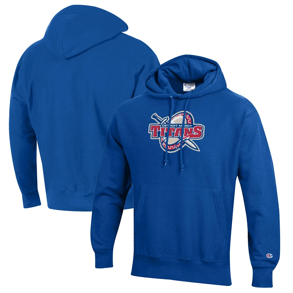 Men's Champion Blue Detroit Mercy Titans Reverse Weave Fleece Pullover Hoodie