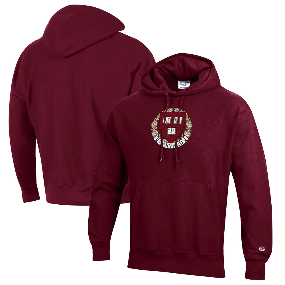 Men's Champion Crimson Harvard Reverse Weave Fleece Pullover Hoodie