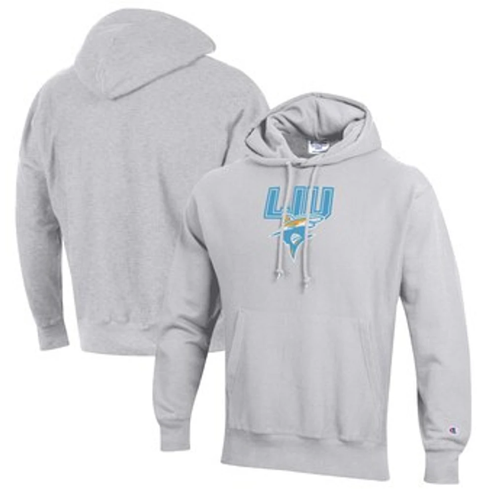 Men's Champion Heathered Gray LIU Sharks Reverse Weave Fleece Pullover Hoodie
