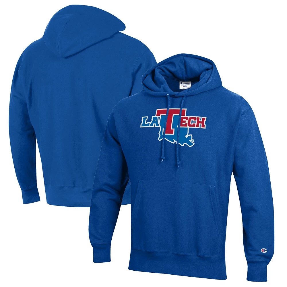 Men's Champion Royal Louisiana Tech Bulldogs Reverse Weave Fleece Pullover Hoodie
