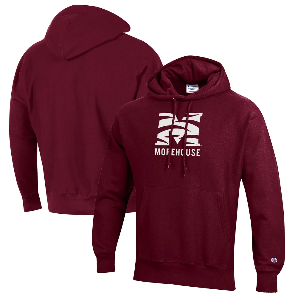 Men's Champion Maroon Morehouse Tigers Reverse Weave Fleece Pullover Hoodie