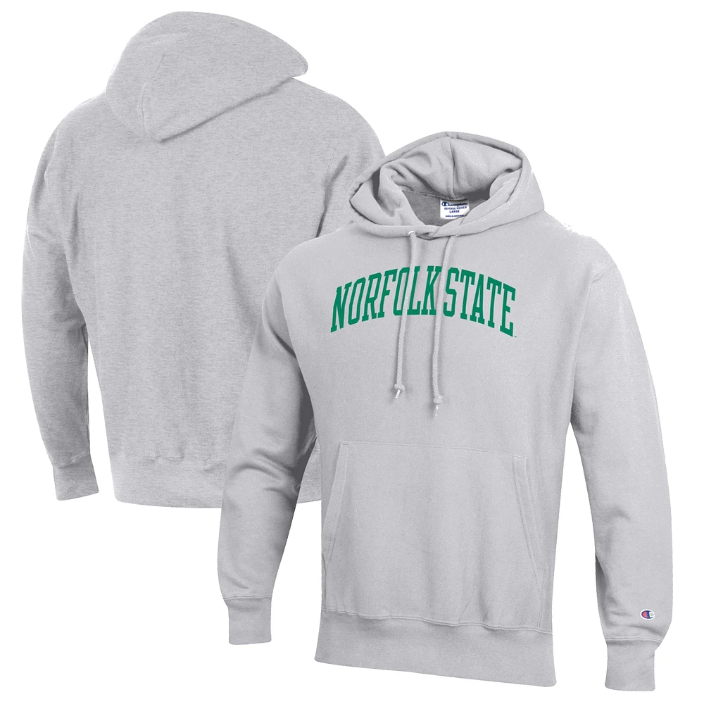 Men's Champion Heathered Gray Norfolk State Spartans Reverse Weave Fleece Pullover Hoodie