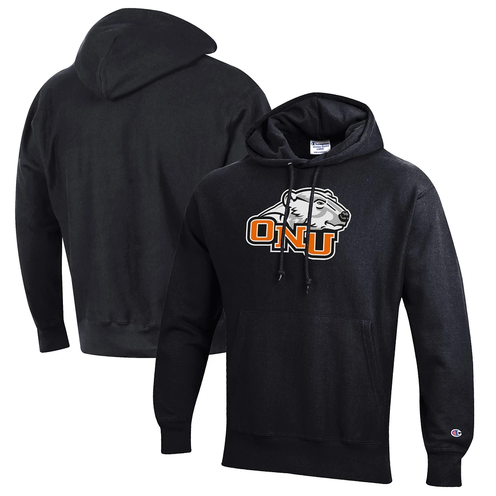 Men's Champion Black Ohio Northern Polar Bears Reverse Weave Fleece Pullover Hoodie