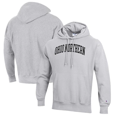 Men's Champion Heathered Gray Ohio Northern Polar Bears Reverse Weave Fleece Pullover Hoodie