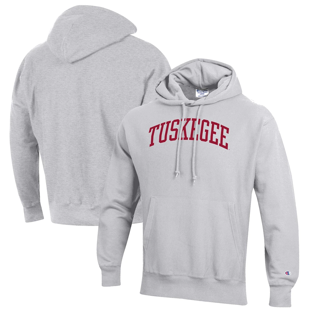 Men's Champion Heathered Gray Tuskegee Golden Tigers Reverse Weave Fleece Pullover Hoodie