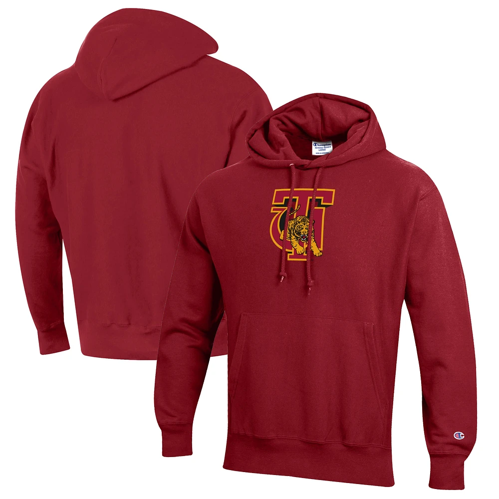 Men's Champion Crimson Tuskegee Golden Tigers Reverse Weave Fleece Pullover Hoodie