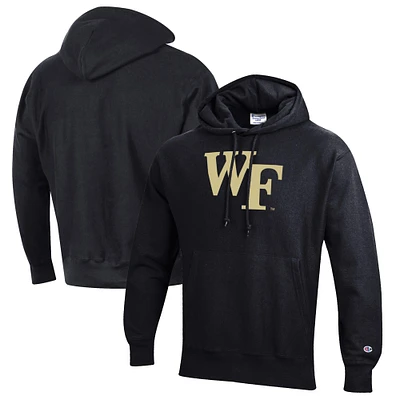 Men's Champion Black Wake Forest Demon Deacons Reverse Weave Fleece Pullover Hoodie