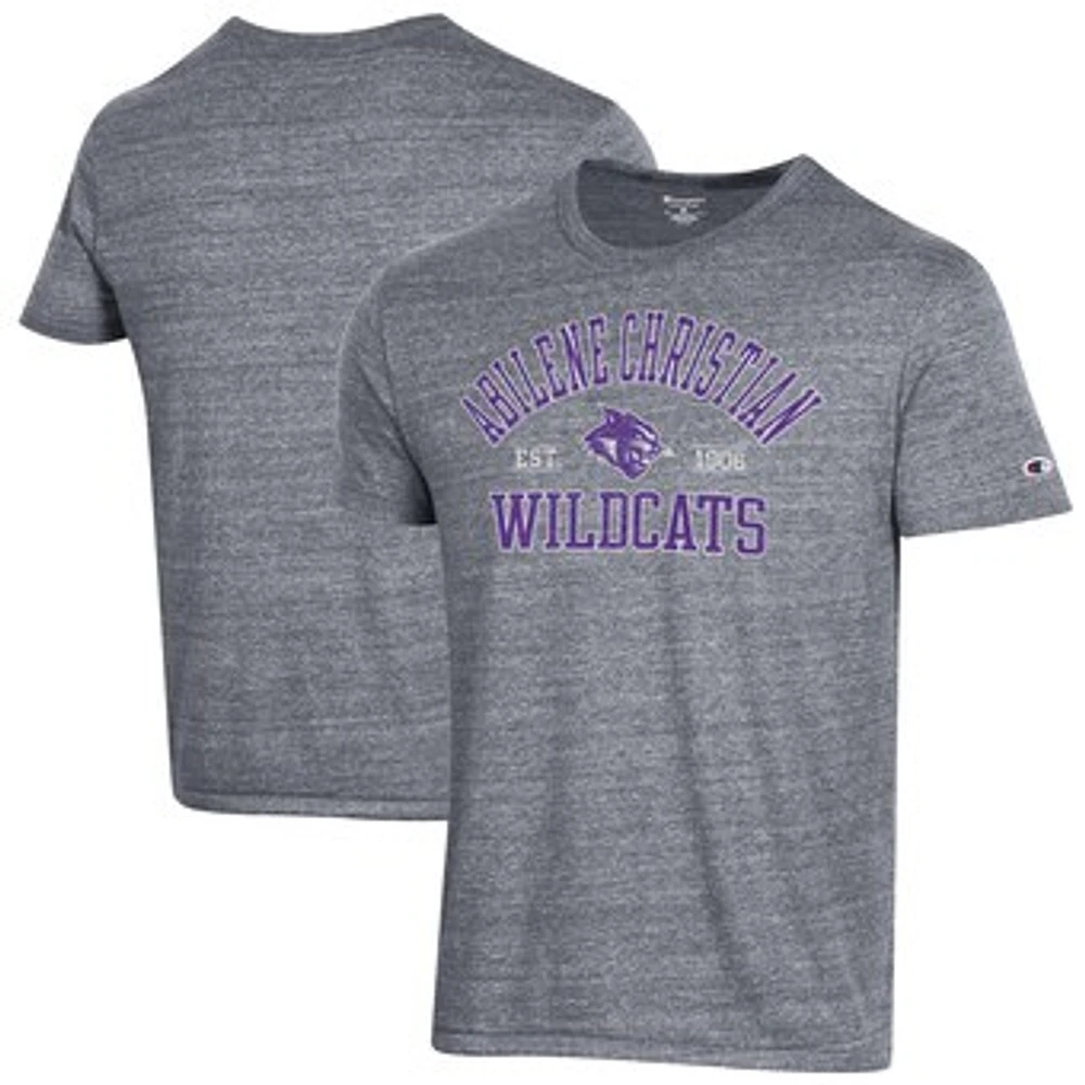 Men's Champion Heathered Gray Abilene Christian University Wildcats Ultimate Tri-Blend T-Shirt
