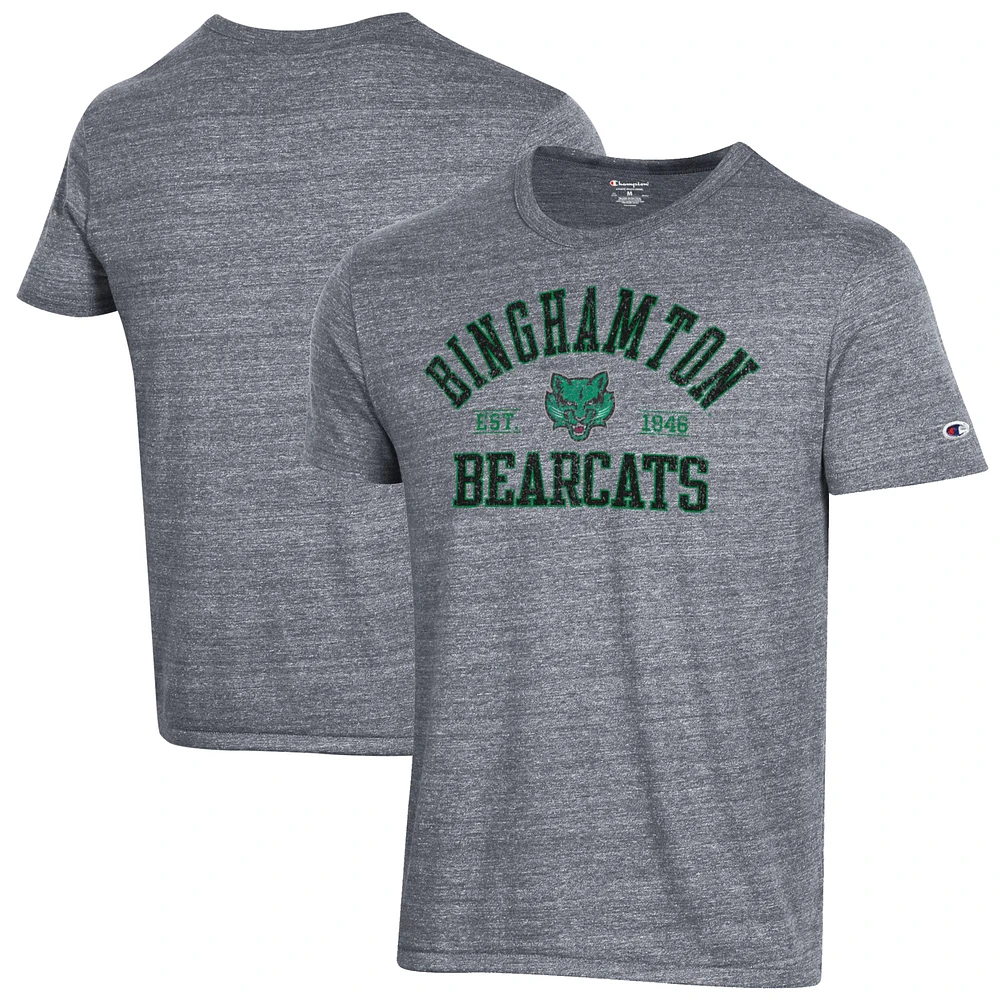 Men's Champion Heathered Gray Binghamton Bearcats Ultimate Tri-Blend T-Shirt