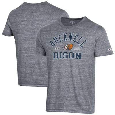 Men's Champion Heathered Gray Bucknell Bison Ultimate Tri-Blend T-Shirt