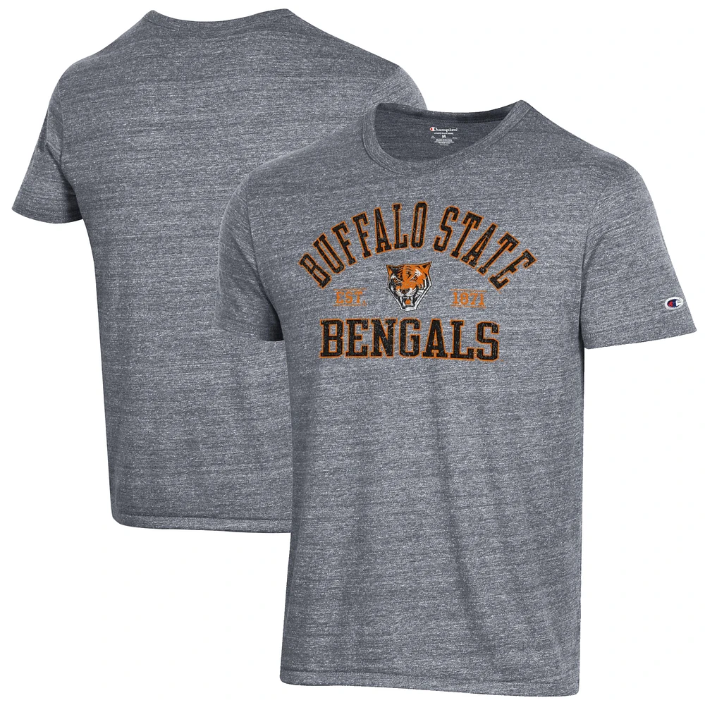 Men's Champion Heathered Gray Buffalo State Bengals Ultimate Tri-Blend T-Shirt