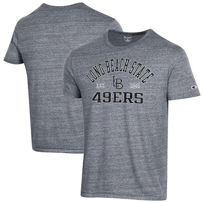 Men's Champion Heathered Gray Cal State Long Beach The Ultimate Tri-Blend T-Shirt