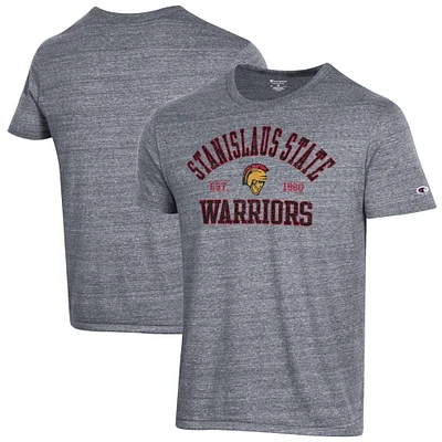 Men's Champion Heathered Gray Cal State Stanislaus Warriors Ultimate Tri-Blend T-Shirt