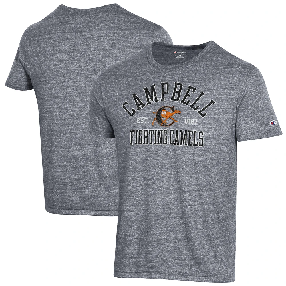 Men's Champion Heathered Gray Campbell Fighting Camels Ultimate Tri-Blend T-Shirt