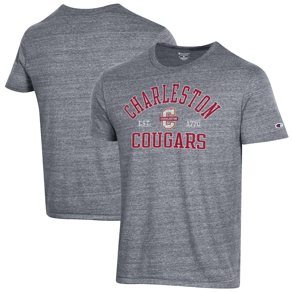 Men's Champion Heathered Gray Charleston Cougars Ultimate Tri-Blend T-Shirt